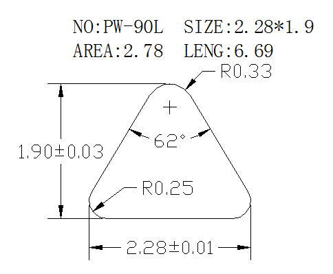 Triangular Wire PW-90L drawing PW-90L