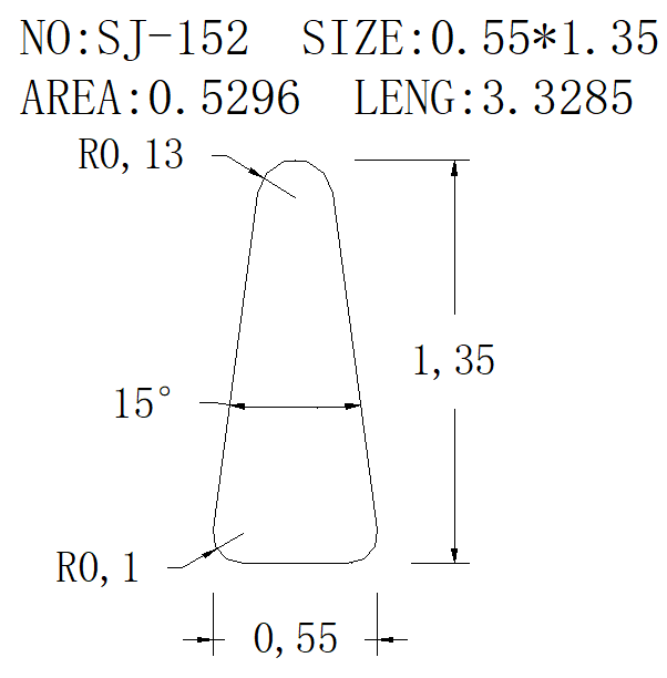 Triangular Wire SJ-152 drawing SJ-152