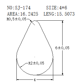 Teardrop shaped Wire SJ-174 drawing SJ-174