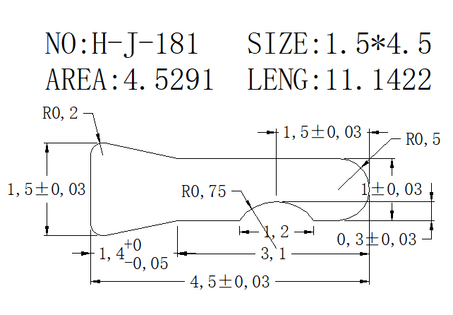 Wedge Wire H-J-181 drawing H-J-181