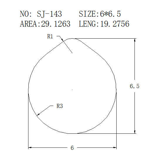 Teardrop shaped Wire SJ-143 drawing SJ-143